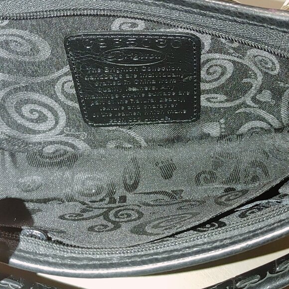 Brighton Leather Floral Embellished Black Retired Calista Croc Embossed Wristlet - Picture 5 of 10